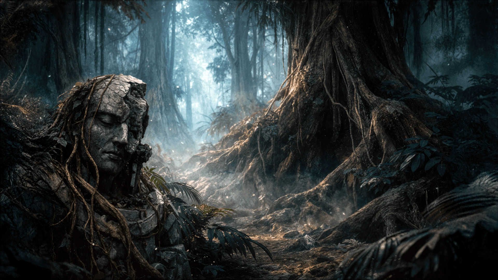 Ancient sentinels guard the forest approaches