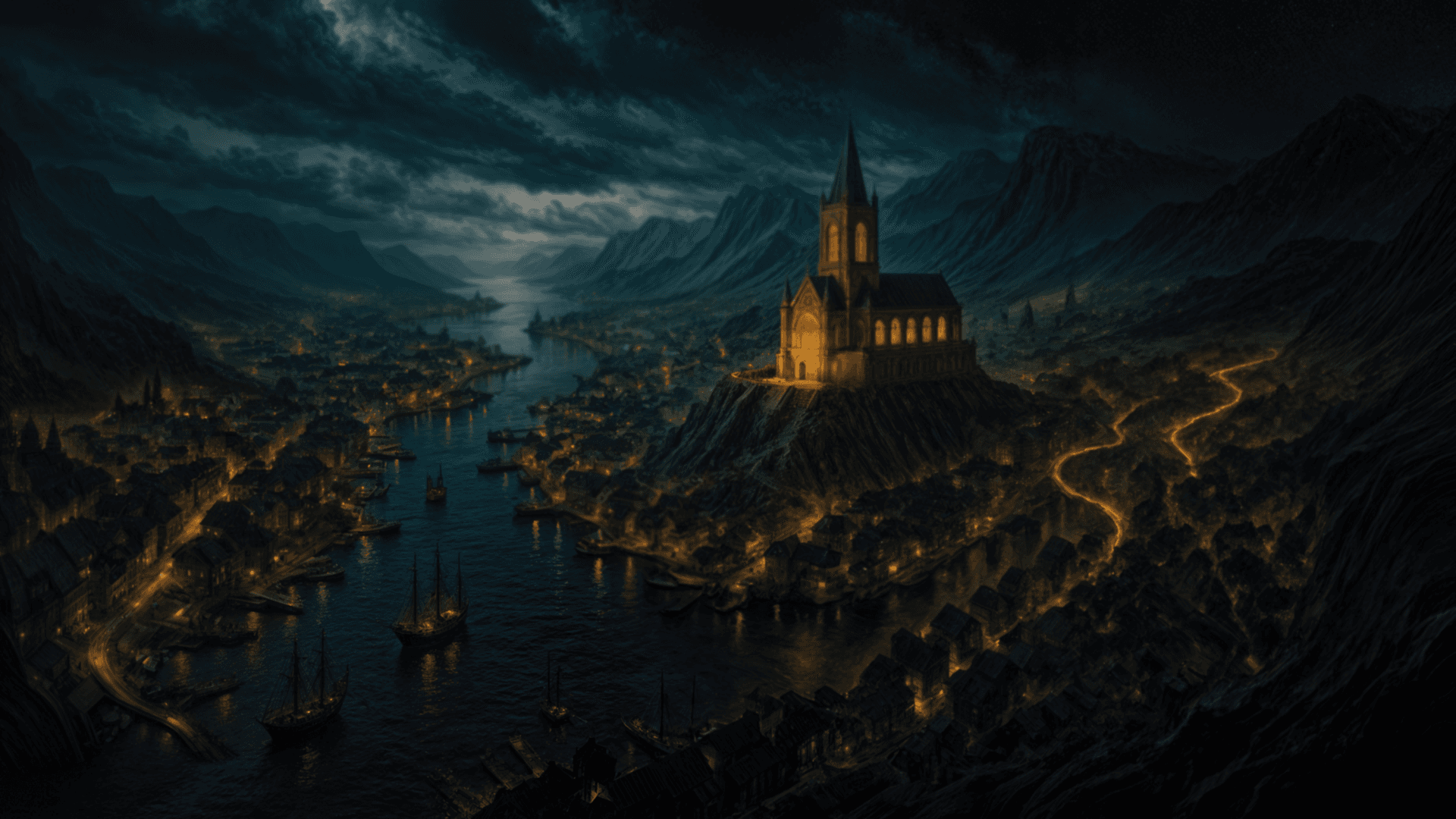 The Forge District burns through the night