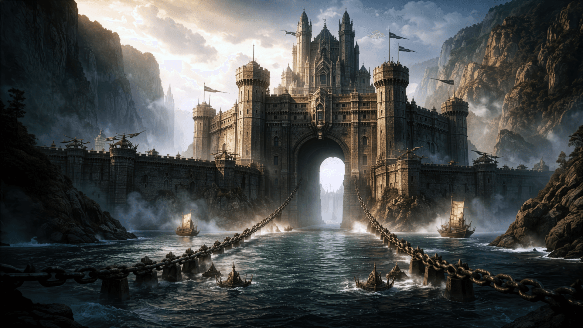 Stormwatch Garrison: imposing stone fortress overlooking the Mistral River crossing