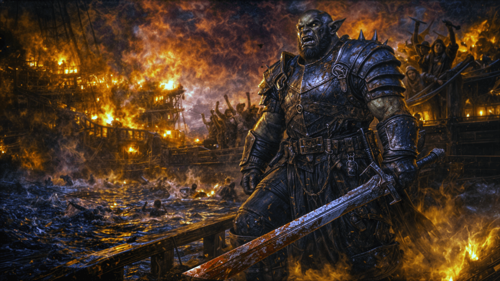 An orc raider descends upon the coast